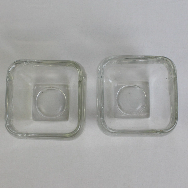 Lot of 2 Small Heavy Glass Matching Bowls Vases