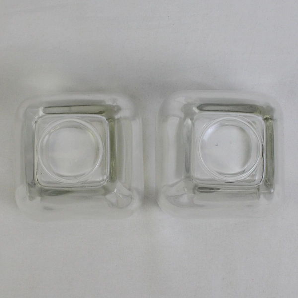 Lot of 2 Small Heavy Glass Matching Bowls Vases