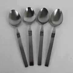 Lot of 4 Oneida Northland Soup Spoons Danish Fling Pattern Stainless 7 1/2"