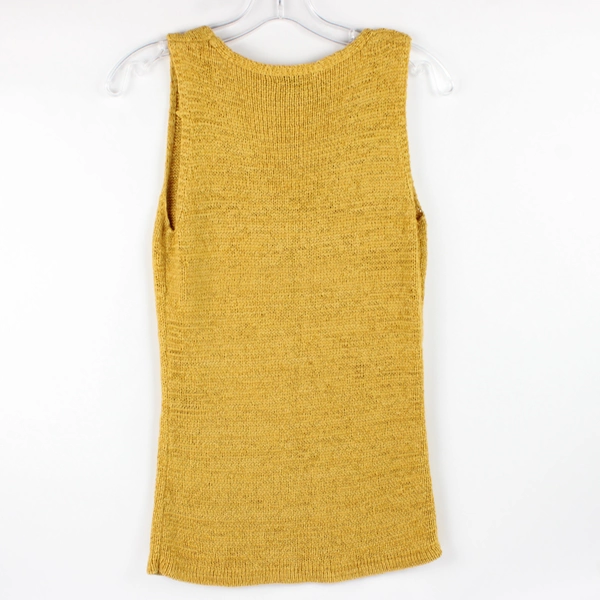 August Silk Women's Sleeveless V-Neck Sweater Top or Vest Gold Color Size S