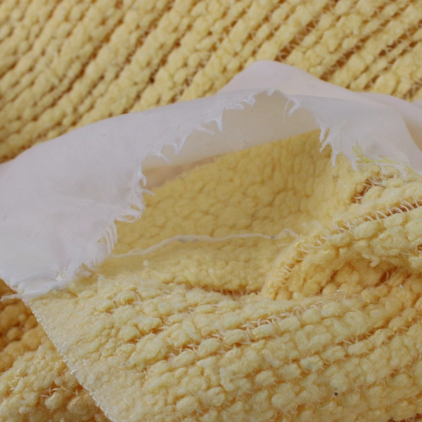 Butter Yellow Satin Trim Knit Throw Blanket 68" x 88" FLAWED