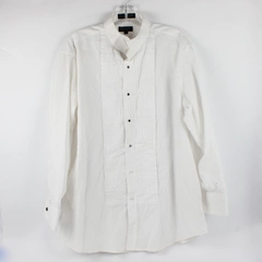 Milani Single Needle Tuxedo Shirt Men's 32/33 White French Cuff Pleated Front
