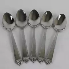 Lot of 5 Oneida Stainless Steel Teaspoons Eave Pattern Vintage Silverware