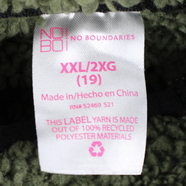 No Boundaries Fuzzy Fleece Women's Sweatshirt Kangaroo Pocket 1/4 Zip Size XXL