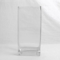 Clear Square Glass Vase Flower Centerpiece, Thick Bottom 8.5"