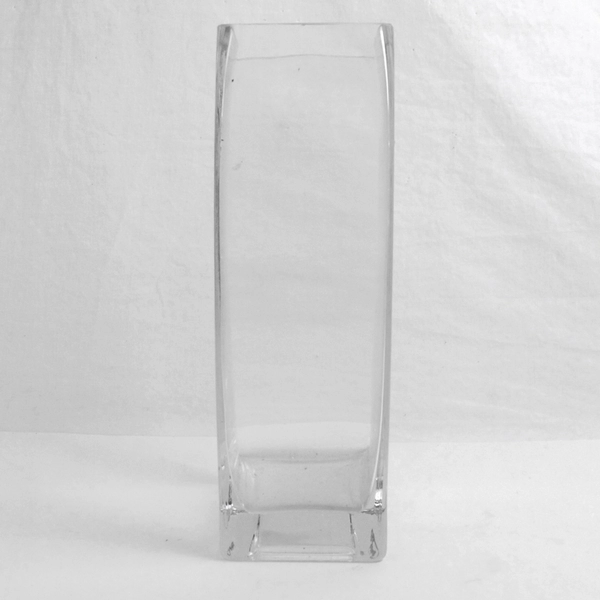 Clear Square Glass Vase Flower Centerpiece, Thick Bottom 8.5"