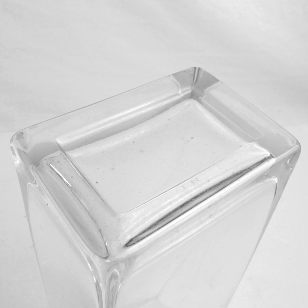 Clear Square Glass Vase Flower Centerpiece, Thick Bottom 8.5"