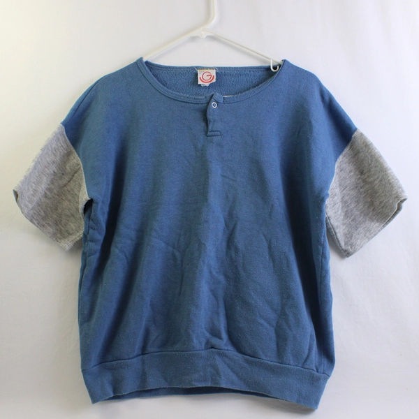 Gearing Up Blue and Gray Colorblock Acrylic-Cotton Blend T-Shirt Men's Large