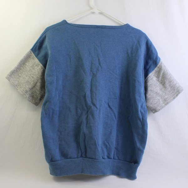 Gearing Up Blue and Gray Colorblock Acrylic-Cotton Blend T-Shirt Men's Large