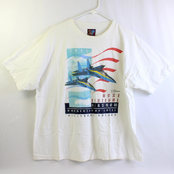 Vintage Excel 1995 Rose Festival Airshow T-Shirt Men's XL FLAWED