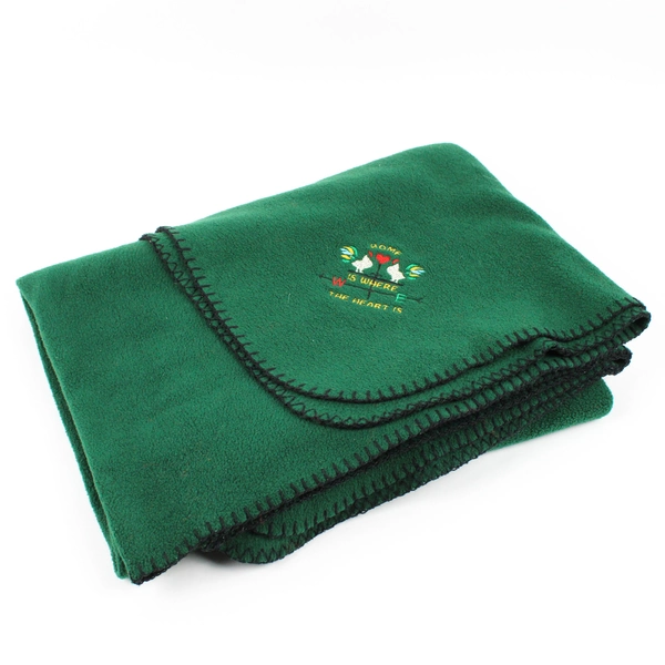 Unbranded Home Is Where The Heart Is Embroidered Green Throw Blanket 47" x 58"