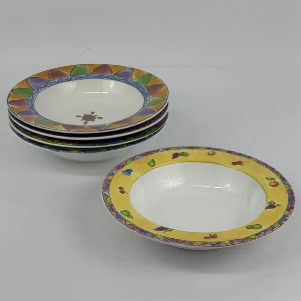 5 Sango The Sweet Shoppe By Sue Zipkin Assorted Pattern 8.75” Soup Pasta Bowls