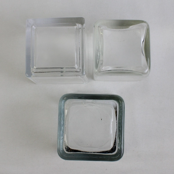 Lot of 3 Square Clear Glass Vases Graduated Bowls Decor