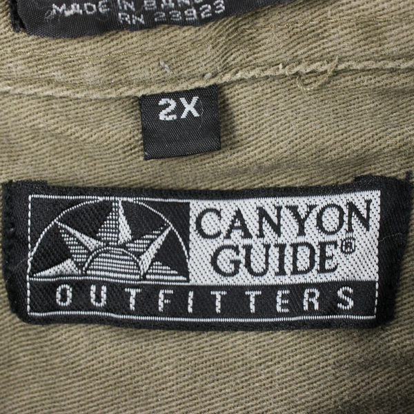 Men's Canyon Guide Outfitter Green Denim Long Sleeve Jacket Button Down Size 2X