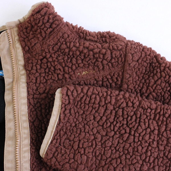KAVU Brown Sherpa Fleece Zip-Up Jacket Women's Small
