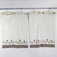 Lot Of 2 Matching Unbranded Curtains Brown/White Embroidered Birds 30" x 36"