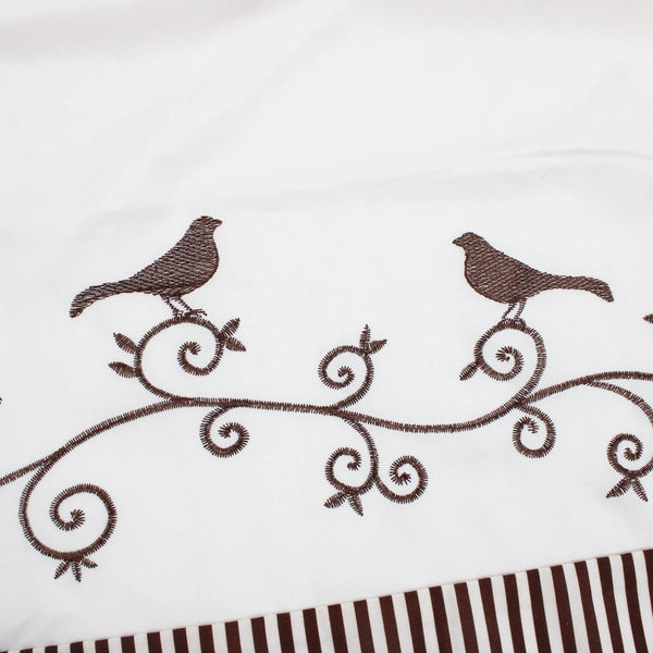 Lot Of 2 Matching Unbranded Curtains Brown/White Embroidered Birds 30" x 36"