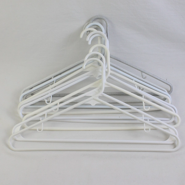 Lot of 10 White Opaque Plastic Clothes Hangers 