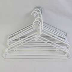 Lot of 10 White Opaque Plastic Clothes Hangers 