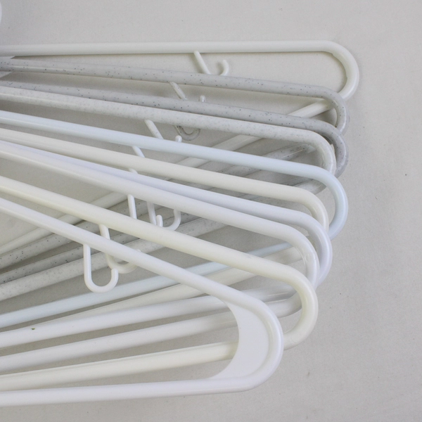 Lot of 10 White Opaque Plastic Clothes Hangers 
