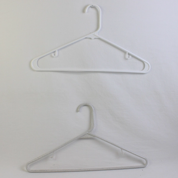 Lot of 10 White Opaque Plastic Clothes Hangers 