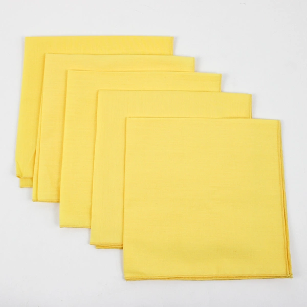 Lot Of 5 Matching Pier 1 Solid Yellow Color Square Fabric Napkins 17" x 17"
