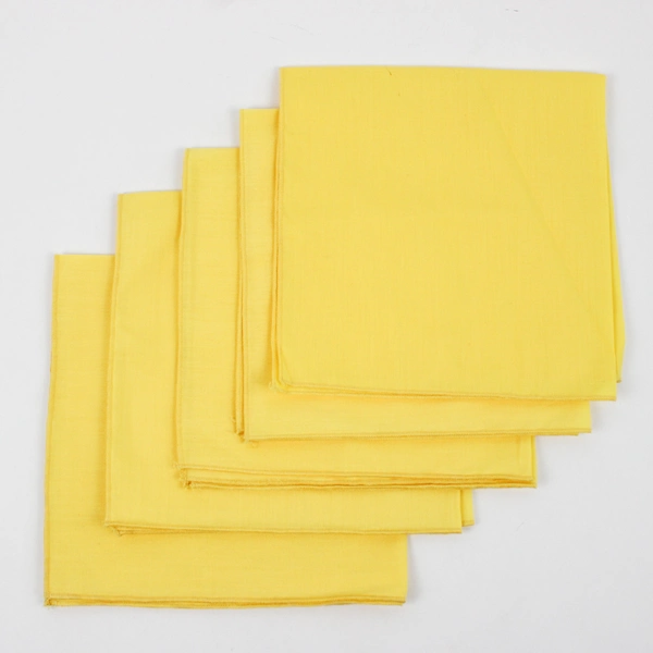 Lot Of 5 Matching Pier 1 Solid Yellow Color Square Fabric Napkins 17" x 17"