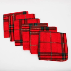 Lot Of 6 Matching Red/Green Plaid Square Fabric Napkins 18" x 18" Christmas