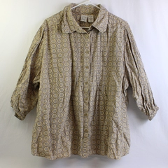 Roaman's Beige Patterned Balloon Sleeve Top Women's Size 24W