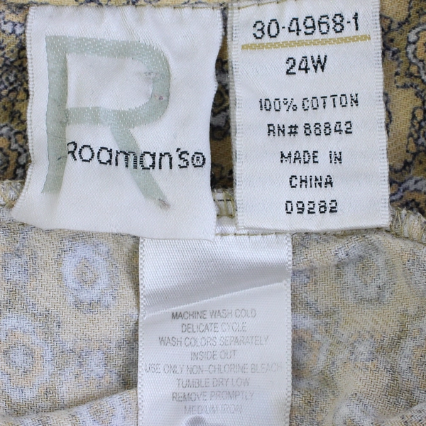 Roaman's Beige Patterned Balloon Sleeve Top Women's Size 24W