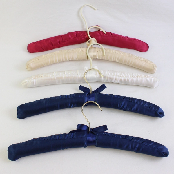 Lot of 5 Assorted Colors Satin Padded Clothes Hangers