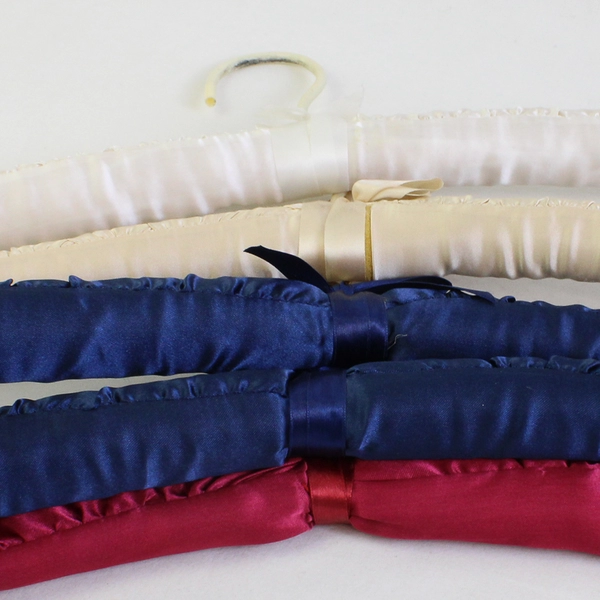Lot of 5 Assorted Colors Satin Padded Clothes Hangers