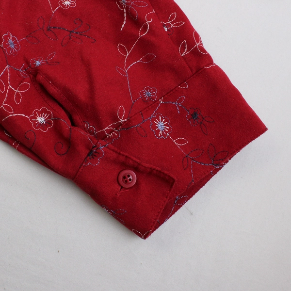 Liz & Me Floral Embroidered Red Button-Up Women's Size 2X 22/24
