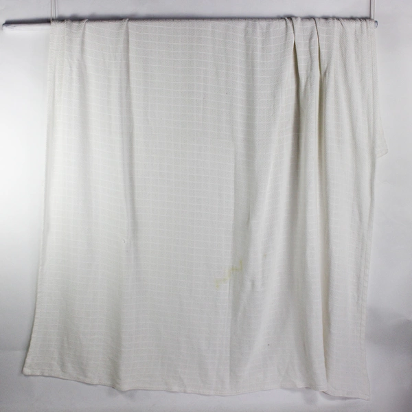 Tennessee Woolen Mills White Waffle Knit Throw Blanket 100% Cotton 100" x 110"