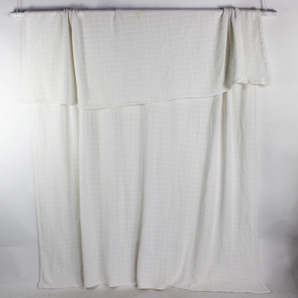 Tennessee Woolen Mills White Waffle Knit Throw Blanket 100% Cotton 100" x 110"