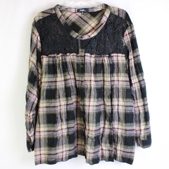 Angels Forever Young Black Purple Yellow Plaid Button-Up Women's Size 3X