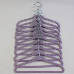Lot of 10 Small Purple Flocked Clothes Hangers