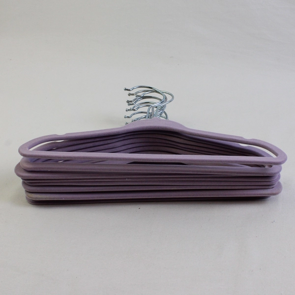 Lot of 10 Small Purple Flocked Clothes Hangers