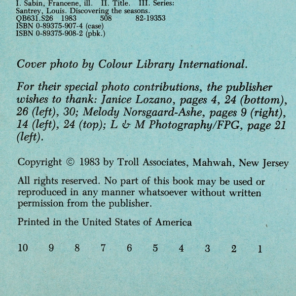 Winter Discovering the Seasons by Louis Santrey 1983 Paperback Illustrated