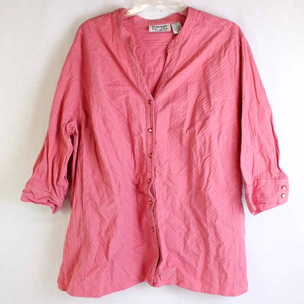Mainstreet Blues Salmon Pink 3/4-Sleeve Button-Up Women's Size 3X