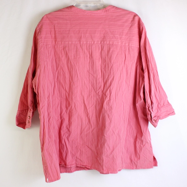 Mainstreet Blues Salmon Pink 3/4-Sleeve Button-Up Women's Size 3X