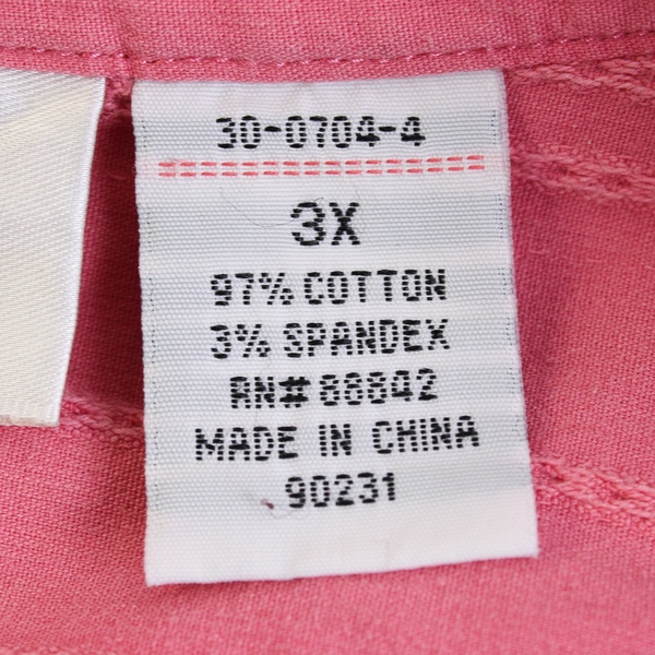 Mainstreet Blues Salmon Pink 3/4-Sleeve Button-Up Women's Size 3X