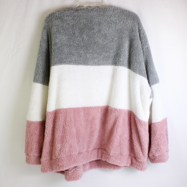Pink White and Gray Colorblock Fuzzy Sweater Women's Size 5XL