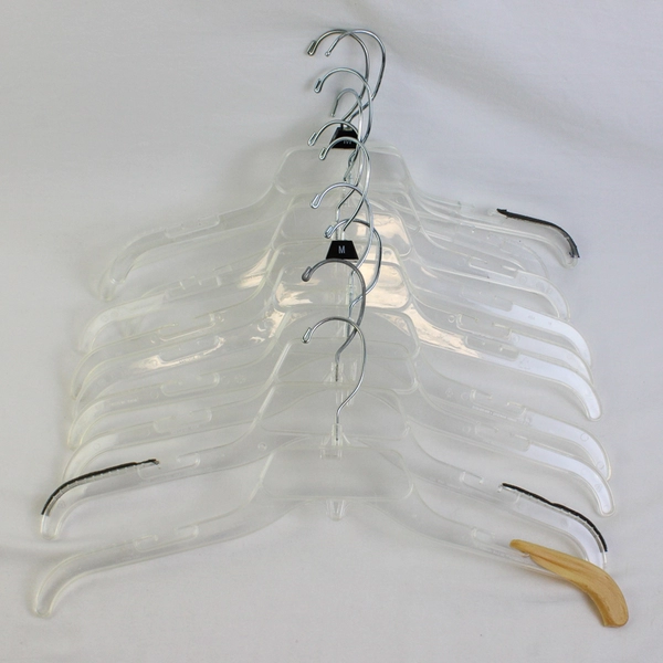 Lot of 10 Notched Clear Plastic Clothing Hangers