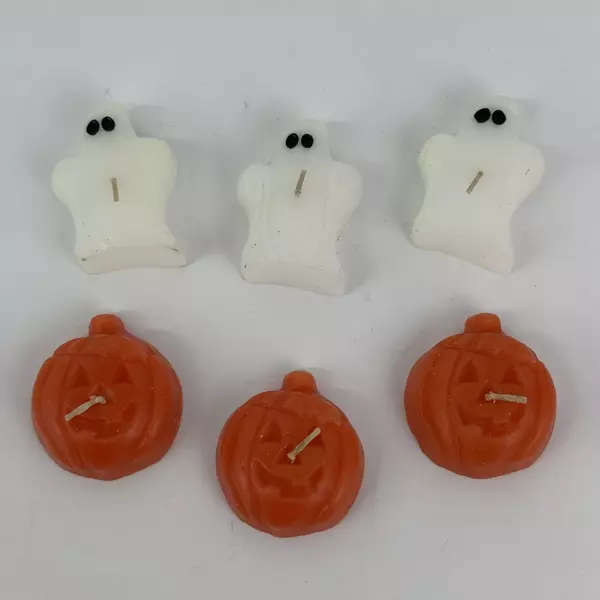 Lot of 6 Armadilla Wax Works Halloween Candles Jack O Lanterns And Ghosts