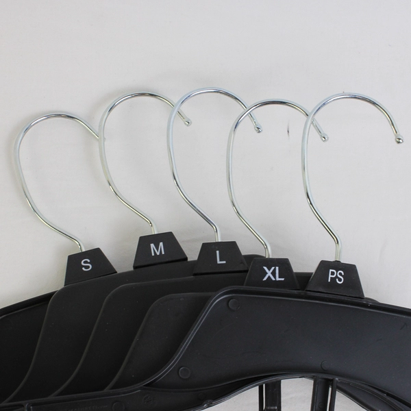 Lot Of 10 Black Plastic Notched Clothing Hangers
