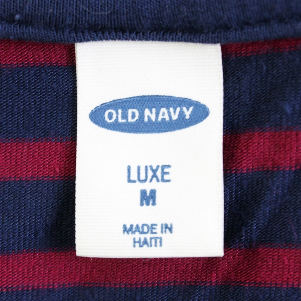 Old Navy Magenta & Navy Blue Striped Long-Sleeve V-Neck Shirt Women's Medium