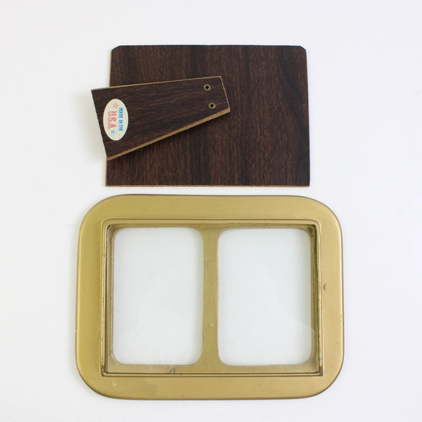 Vtg Enamel/Metal Double Frame Floral Yellow Gold Fits 3.5x5 Size Photos