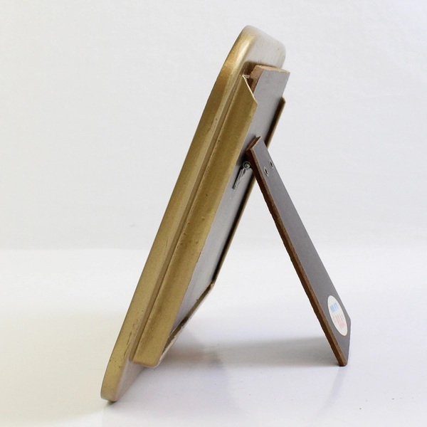 Vtg Enamel/Metal Double Frame Floral Yellow Gold Fits 3.5x5 Size Photos