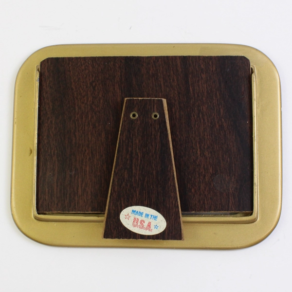 Vtg Enamel/Metal Double Frame Floral Yellow Gold Fits 3.5x5 Size Photos